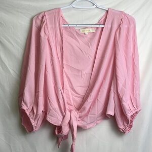 SRV x FTF Pink Tie-Front Shrug